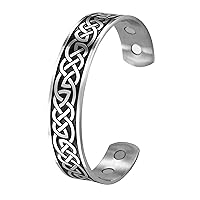 TEAMER Celtic Knot Magnetic Therapy Bracelet Health Care Norse Bangle Stainless Steel Antique Silver Black Pain Relief Cuff Bangle Best Gifts for Men