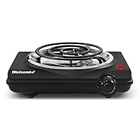 Elite Gourmet ESB100B Countertop Single Coiled Burner Electric Hot Plate, Temperature Control, Indicator Light, Easy to Clean, Black