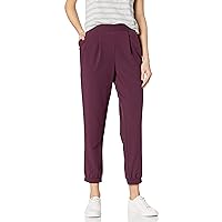 Daily Ritual Women's Fluid Stretch Woven Twill Relaxed-Fit Cuffed Jogger