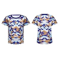 FEESHOW Kids Boys Summer Casual Cotton Camouflage Tops Round Neckline Short Sleeves Stylish T-Shirt for Sports Playwear