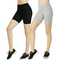 Women & Plus Soft Cotton Active Stretch Outseam Workout Shorts with Wide Wastband (12
