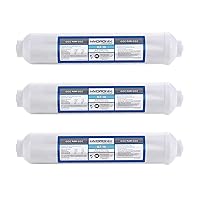 ICF-10 Inline Post Activated Carbon Water Filter Replacement Cartridge with 1/4-Inch NPT for Refrigerator, Ice Maker, RO Reverse Osmosis System, 2000 Gallons - 1 Year Capacity (3 Pack)