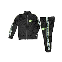 Nike Little Boys Logo Taping Jacket and Pants 2 Piece Set (Black(86H514-023)/Volt, 4)