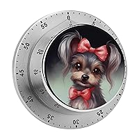 Cute Yorkie Dog Kitchen Timer Countdown Cooking Timer Reminder Wind Up Timer for Home Study
