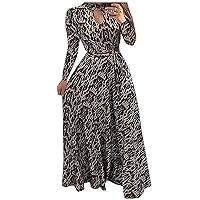 Trendy Fall Winter Long Sleeve Maxi Dress Formal Cocktail Party Dress Sexy Plus Size Elegant Floral Flowy Long Dress