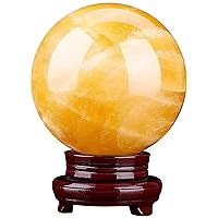 Qiangcui Office Home Table Feng Shui Decoration Crystal Ball/Decorative Balls Natural Topaz Crystal Ball Office Auspicious Ball Feng Shui Ball Stone Carving Auspicious Gift Decoration Fortune Telling