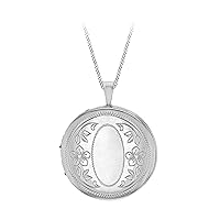 Tuscany Silver Women's 925 Sterling Silver Rhodium Plated Flower Locket Pendant on 25PG Panza Curb Chain of Length 46 cm/18 Inch