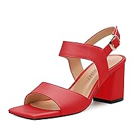Womens Chunky Heeled Sandals Ankle Strap Matte Buckle Dress Comfort Wedding Open Toe Heels For Women 2.5 Inch