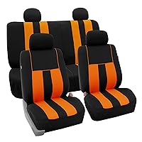 FH Group Car Seat Covers Striking Striped Full Set Orange Automotive Seat Covers, Airbag and Split Rear Car Seat Cover Universal Fit Interior Accessories for Cars Trucks and SUV Car Accessories