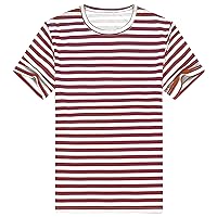 Men's Striped T-Shirt Sport Cotton Shirts Fashion Crew Neck Basic Golf Shirts Tee Classic Fit Casual Pullover Tops