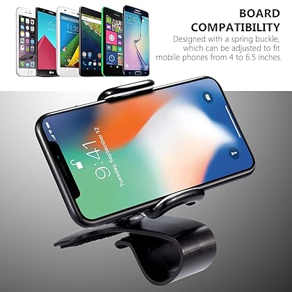 JunDa Car Phone Holder 360-degree Rotation Cell Phone Holder Suitable for 4 to 7 Inch Smartphones, Rotating Dashboard Clip Mount Stand
