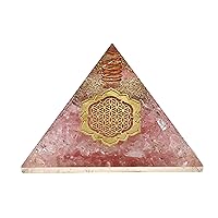 Large Orgone Pyramid | Rose Quartz Pyramid Crystal | Lotus Flower of Life Orgonite Pyramid | Organ Pyramids Positive Energy Healing