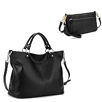 Kattee Women's Soft Genuine Leather Bag with Genuine Leather Wristlet Small Purses