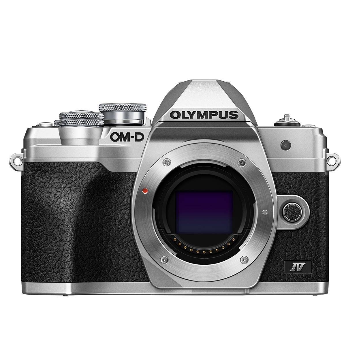 Olympus OM-D E-M10 Mark IV Mirrorless Camera Body, Silver with Olympus M. Zuiko 14-42mm f/3.5-5.6 II R Lens, Silver