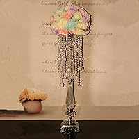 Wedding Flower Stand Crystal Wedding Decorations 27.6 Inches Tall Acrylic Flower Holder Centerpiece Vases for Anniversary Party Ceremony Wedding Supplies Table Decor (Set of 10) (Silver)