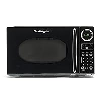 Nostalgia Modern Retro Countertop Microwave Oven - 900-Watt - 0.9 cu ft - 12 Pre-Programmed Cooking Settings - Digital Clock - Kitchen Appliances - Black