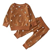 Clothes for Teen Girls Crop Tops Newborn Infant Baby Boys Cotton Moon Print Autumn Long Sleeve Pants (A, 3-6 Months)