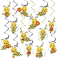 84 Pcs Bee Party Hanging Decorations Bumble Bee Baby Shower Party Hanging Swirl Foil Ceiling Streamers First Bee Themed Party Supplies for Kids Birthday Party Bee Day Spring Summer Party Decor