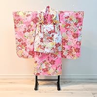 Girl Shichi-Go-San 3 Years Old Cloth Kimono Set, Pink, White, Cherry Blossom
