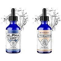 Alpha GPC + L-Theanine Liquid Drops - 200mg - 2oz - 99% Pure Bioactive L-Theanine - Non-GMO, Organic, Natural, Vegan - Helps to Promote Calmness, Relaxation, Improved Mood, Restful Sleep