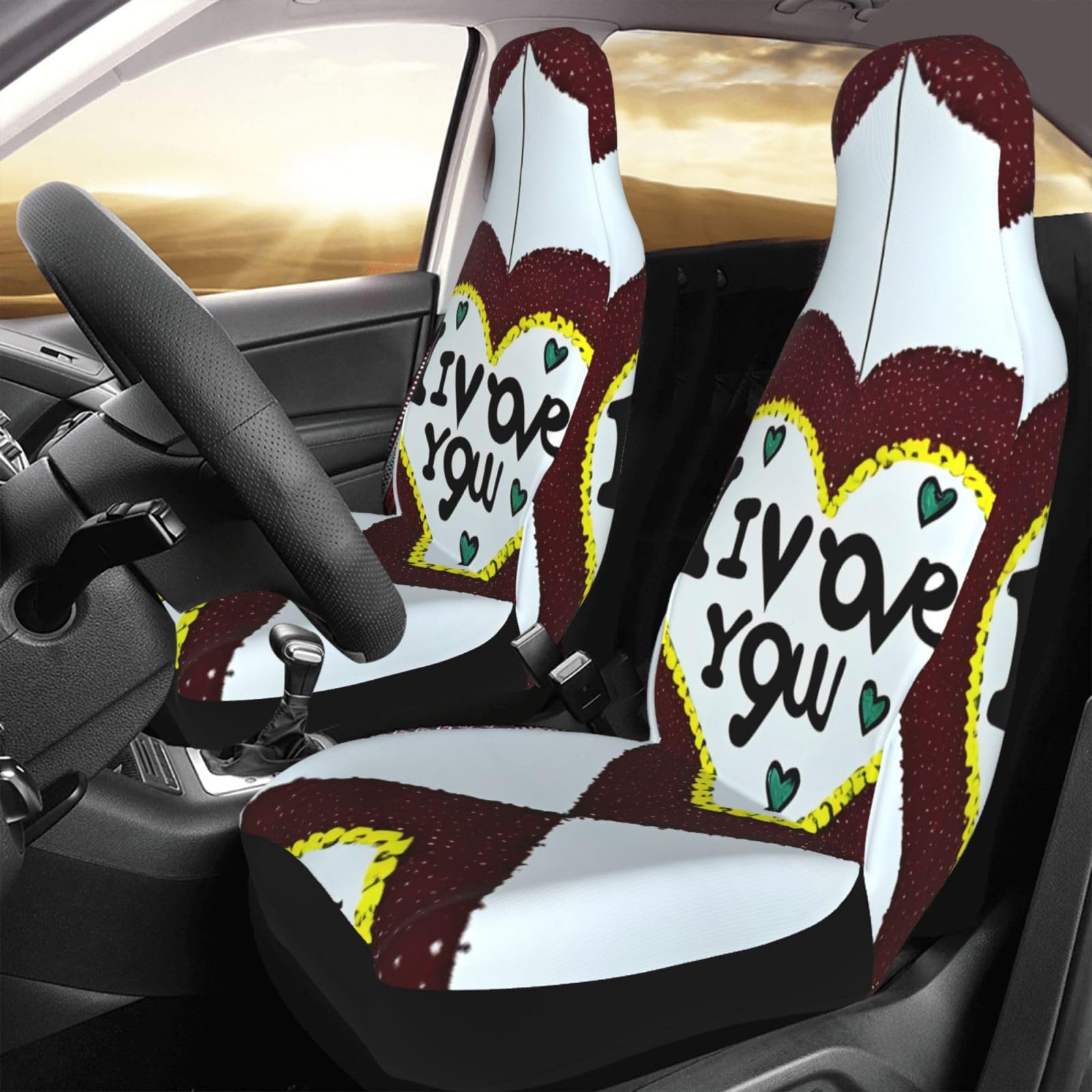 Love Confessions Car seat Covers Front seat Protectors Washable and Breathable Cloth car Seats Suitable for Most Cars