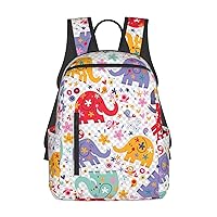 BREAUX Colorful Elephant Print Large-Capacity Backpack, Simple And Lightweight Casual Backpack, Travel Backpacks