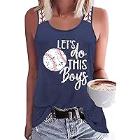 Baseball Mom Tank Tops Women Baseball Mama Graphic T Shirt Summer Sleeveless Tee Shirt Workout Loose Tee Tops