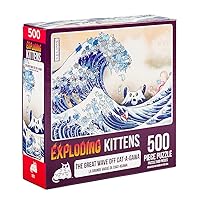 Exploding Kittens 500 Piece Jigsaw Puzzle - Great Wave Off Catagawa, Jigsaw Puzzles for Adults, Cat Puzzle, Ocean Puzzle, Art Puzzle