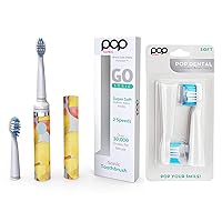 Pop Sonic Electric Toothbrush (Orange Watercolor) Bonus 2 Pack Replacement Heads - Travel Toothbrushes w/AAA Battery | Kids Electric Toothbrushes with 2 Speed & 15,000-30,000 Strokes/Minute