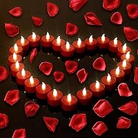 Tea Light, 50 Pack Flameless LED Tea Lights Candles Flickering red 200+ Hours Battery-Powered Tealight Candle. Ideal for Party, Wedding, Birthday, Gifts and Home Decoration (Red)