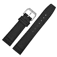 for IWC Pilot Spitfire Timezone TopGun Strap Green Black Belts Wristwatch Straps 20mm 21mm 22mm Nylon Canvas Fabric Watch Band (Color : Pin Black Silver, Size : 22mm)