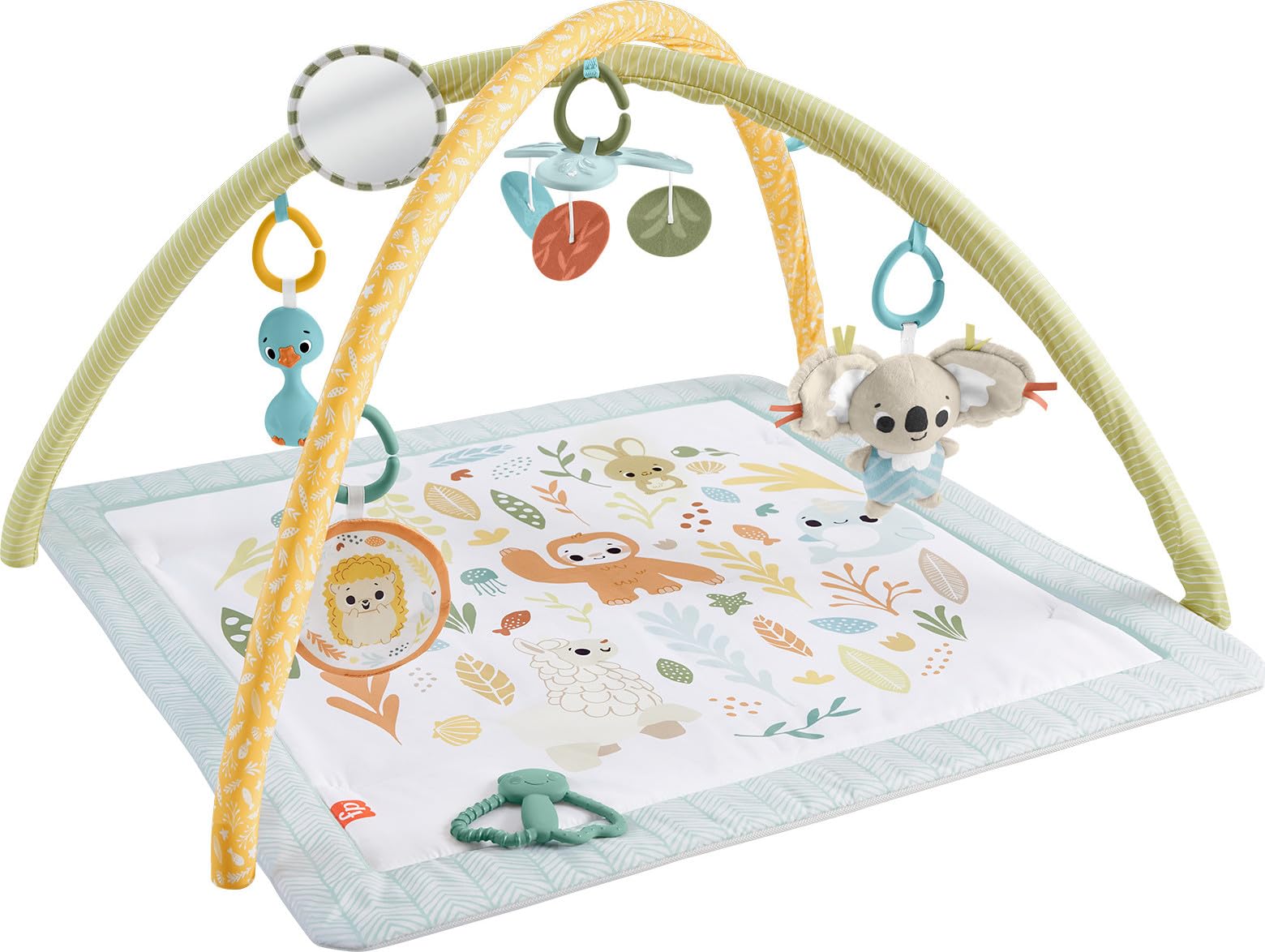 Fisher-Price Baby Activity Mat Simply Senses Newborn Gym with 6 Portable Sensory Toys for Newborns