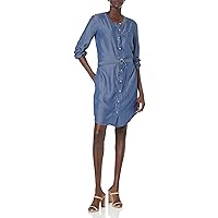 Tommy Hilfiger Women's Adaptive Belted Lyocell Dress With Magnetic Closure