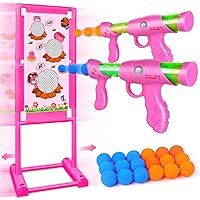 TIGTECGAME Upgraded Moving Shooting Game Toy for Boy Girl Age of 5 6 7 8 9 10 11 12 Years Old Includes Shooting Target & 2 Blaster Guns & 18 Foam Balls - Ideal Christmas Birthday Gift for Kids