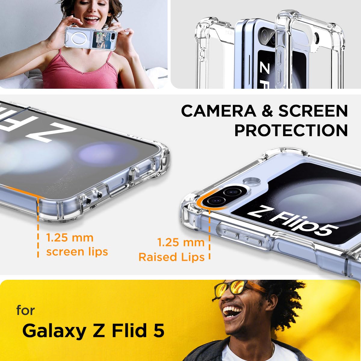 AICase for Samsung Galaxy Z Flip 5 Clear Case,Compatible with MagSafe Transparent Shockproof Protection Yellowing Resistant Magnetic Phone Case for Galaxy Z Flip 5 5G (2023)-Clear