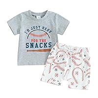 Gueuusu Toddler Baby Boy Summer Baseball Outfit Short Sleeve Letter Print T Shirt Baseball Shorts Set 2Pcs Casual Clothes