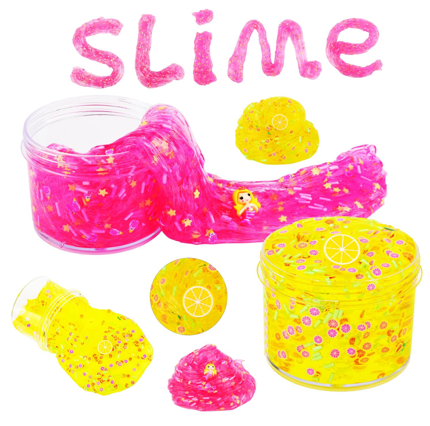 5 Pack Jelly Cube Crunchy Slime， Clear Slime Kit Super Soft and Non-Sticky,  Birthday Gift Slime Party Favors for Girls and Boys