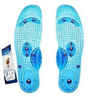 Magnetic Insoles Foot Therapy Massaging Acupuncture Slimming Insoles Washable and Cutable (Blue)(Women)