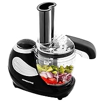 OVENTE Electric Mini Food Processor and Vegetable Chopper for Slicing, Shredding, Mincing and Puree with 1.5 Cup Capacity, Easy to Clean Transparent Bowl, Lid and Attachments, Black PF1007B