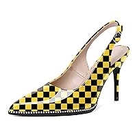 SAMMITOP Women Beaded Pumps Slingback High Heel Pointed Toe Slip On Stilettos Ankle Strap Adjustable Buckle Dress Shoes for Party Event 3.5 Inch