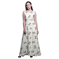 Bimba Fashion Women Summer Long Tank Maxi Dress Round Neck Printed Party Gown