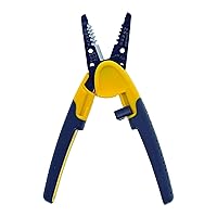 IDEAL Electrical 45-715 Kinetic Reflex T-Stripper - 10-18 AWG Solid, 12-20 AWG Stranded, Wire Stripper w/ Thumb Rest, Plier Nose, Slide Lock, Textured Grips,Gray/Yellow