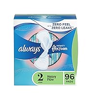 Infinity Feminine Pads For Women, Size 2 Heavy Flow Absorbency, Multipack, With Flexfoam, With Wings, Unscented, 32 Count x 3 Packs (96 Count total)