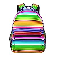 Colorful Mexican Stripes Printed Laptop Backpack With Side Mesh Pockets Casual Backpack For Man Woman Travel Daypack