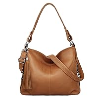 YALUXE Genuine Leather Shoulder Bag Stylish Hobo Purse Womens Crossbody Bag Travel Top-Handle Handbag Christmas Gifts