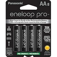 Eneloop Panasonic BK-3HCCA8BA pro AA High Capacity Ni-MH Pre-Charged Rechargeable Batteries, 8-Battery Pack