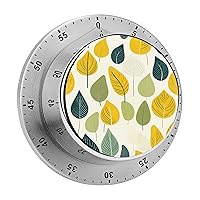 Boho Green Plants Leaves Kitchen Timer Countdown Cooking Timer Reminder Wind Up Timer for Home Study