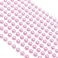 500 x Self Adhesive Pearls Gems 3mm Mini Flat Backed Round Pearls Beads Strips Embellishments (Pink)