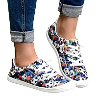 Shoes for Women Sneakers Slip-On Canvas Low-Top Walking Shoes Women Christmas Print Comfort Classic Womens Casual Shoes