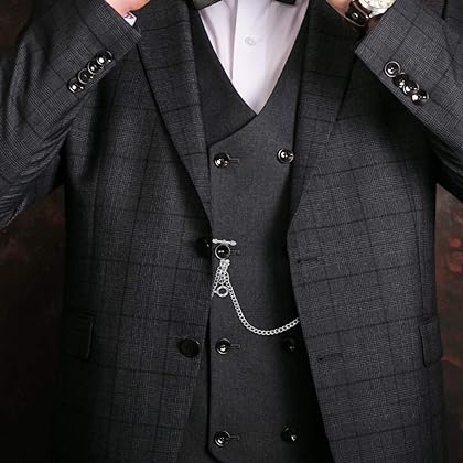 SIBOSUN Pocket Watch Chain Double Albert T-Bar - Antique 29 Inch Chains Vest Waistcoat